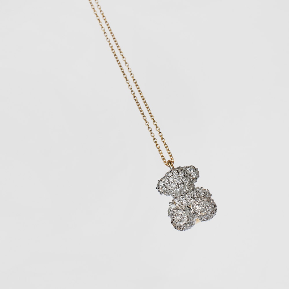 Bear Necklace with diamonds and 14K solid gold Bold Bear