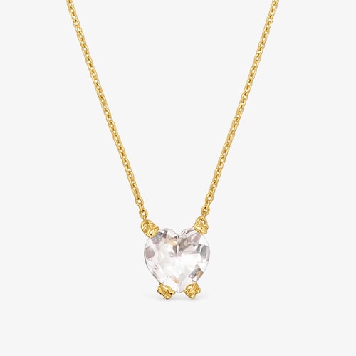 Short 14K solid gold and rock crystal quartz Necklace Color Pills