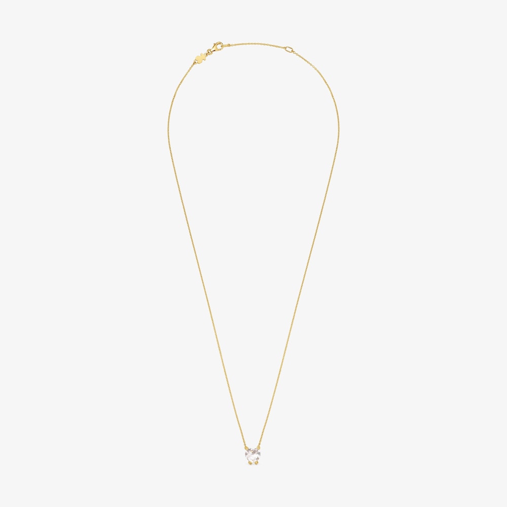 Collar corto de oro 14 kt y cuarzo cristal de roca Color Pills