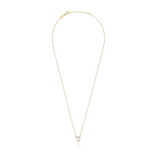 Collar corto de oro 14 kt y cuarzo cristal de roca Color Pills