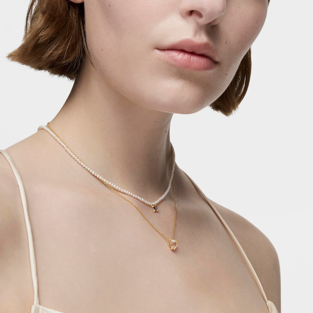 Collar corto de oro 14 kt y cuarzo cristal de roca Color Pills