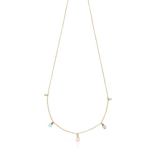 Collar corto de oro 14 kt con gemas Mini Ivette