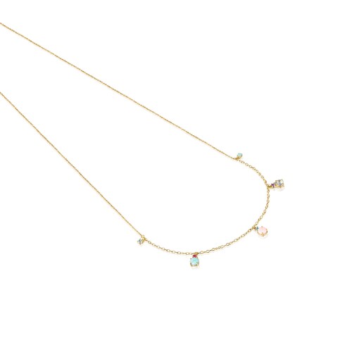 Collar corto de oro 14 kt con gemas Mini Ivette