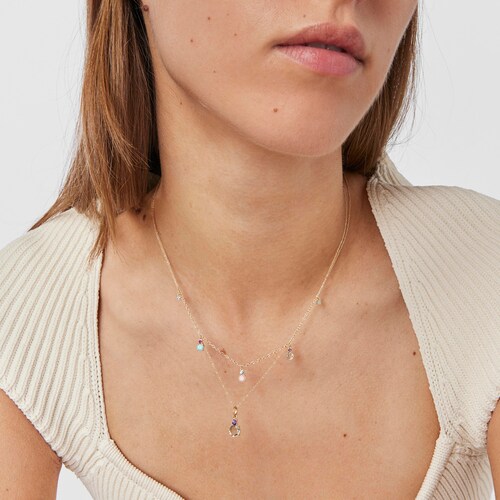 Collar corto de oro 14 kt con gemas Mini Ivette