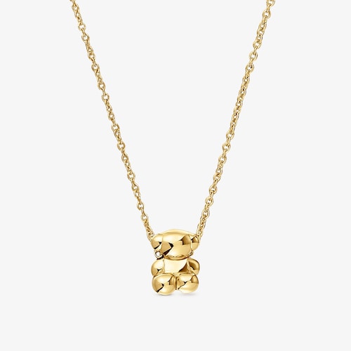 Short 14K solid gold and bear charm Necklace Bold Bear