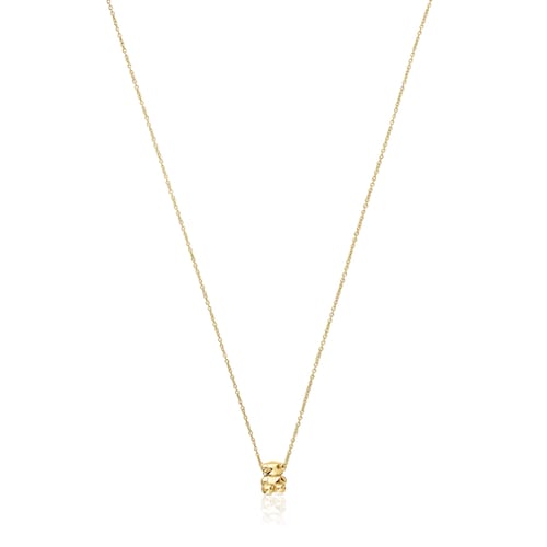 Short 14kt gold and bear charm Necklace Bold Bear