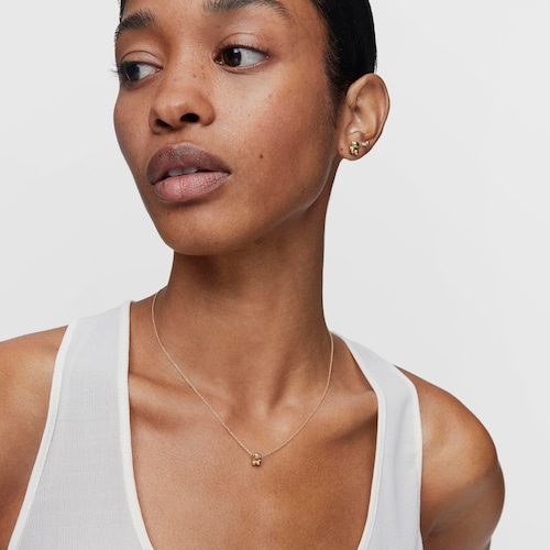 Short 14kt gold and bear charm Necklace Bold Bear