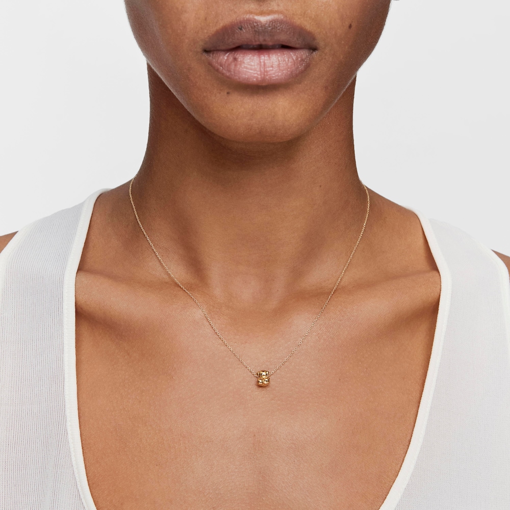 Short 14K solid gold and bear charm Necklace Bold Bear