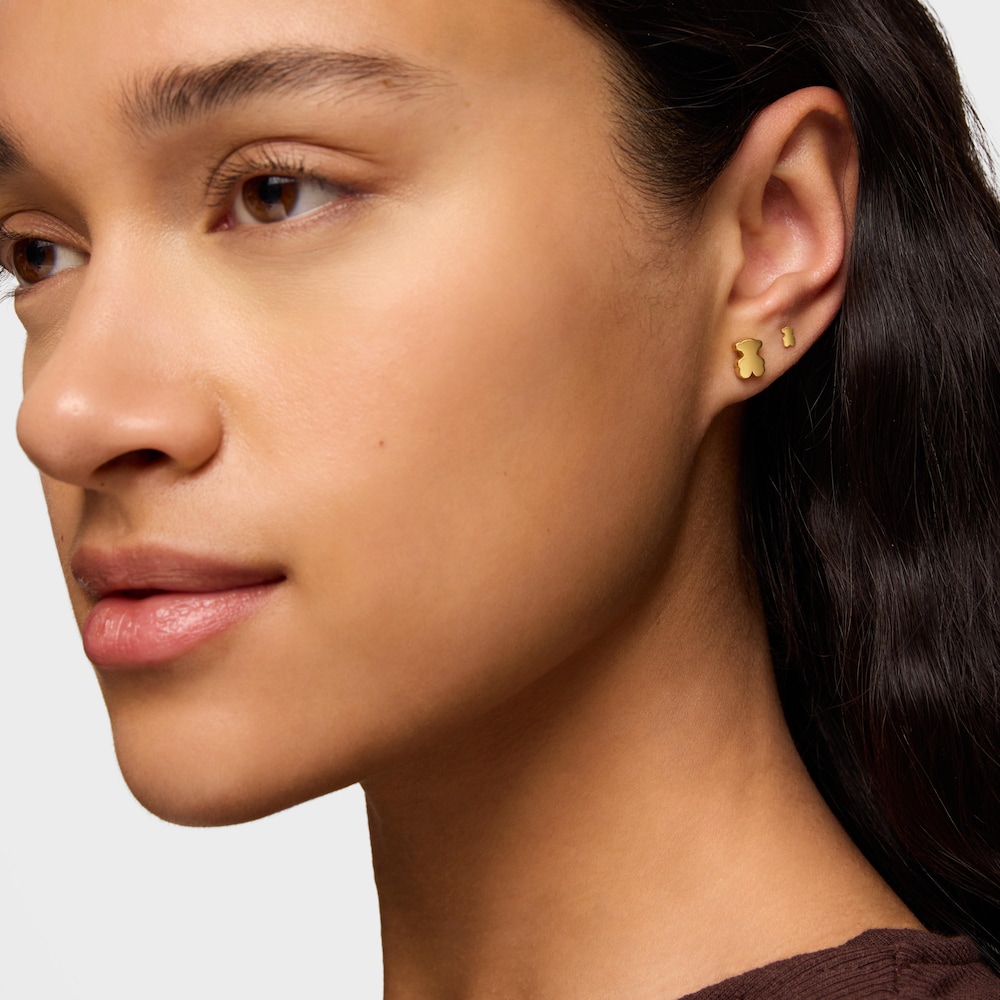 Small 14K solid gold Bear earrings Sweet Dolls