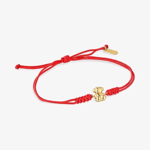 Pulsera oso de oro 14 kt y nylon rojo Bold Bear