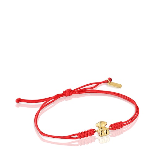 14kt gold and red nylon Bear bracelet Bold Bear