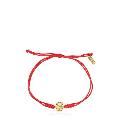 14kt gold and red nylon Bear bracelet Bold Bear