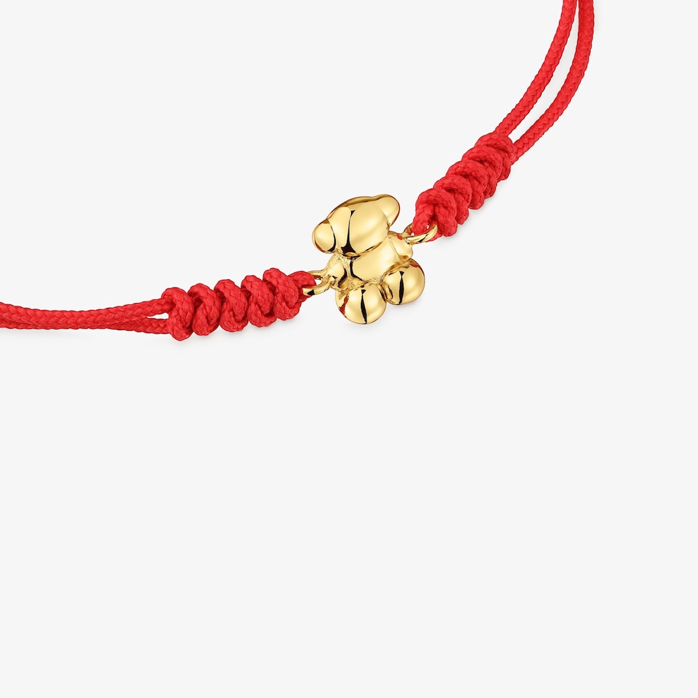 Pulsera oso de oro 14 kt y nylon rojo Bold Bear