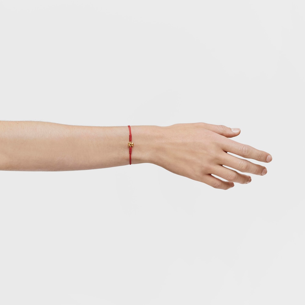 Pulsera oso de oro 14 kt y nylon rojo Bold Bear