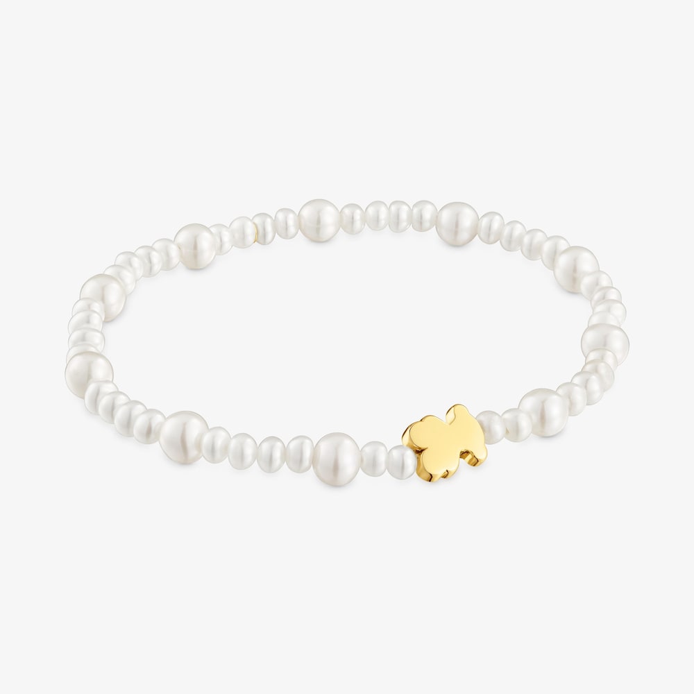 Pulsera el&aacute;stica de perlas cultivadas y oro 14 kt Sweet Dolls