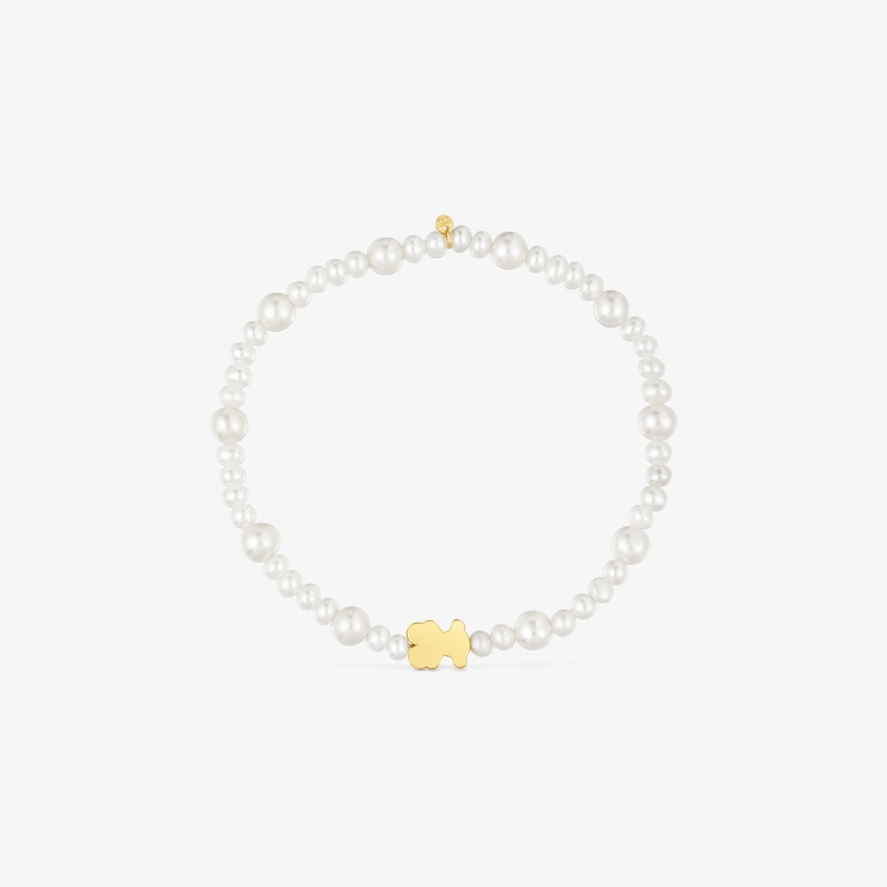 Pulsera el&aacute;stica de perlas cultivadas y oro 14 kt Sweet Dolls