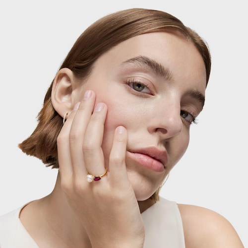 14kt gold, rhodolite and cultured pearl Ring Ivette