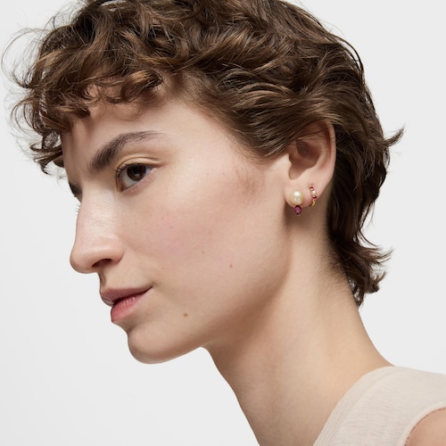 14kt gold, rhodolite and cultured pearl Earrings Ivette