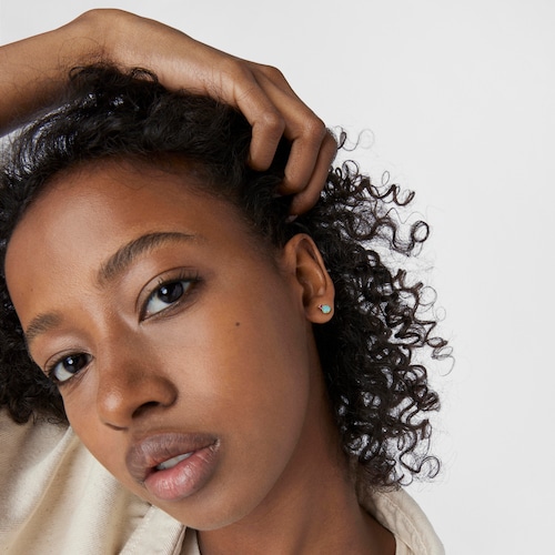 14kt gold Earrings with amazonite and treated ruby Mini Ivette