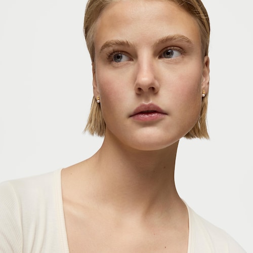 14kt gold and cultured pearl Bear earrings Bold Bear