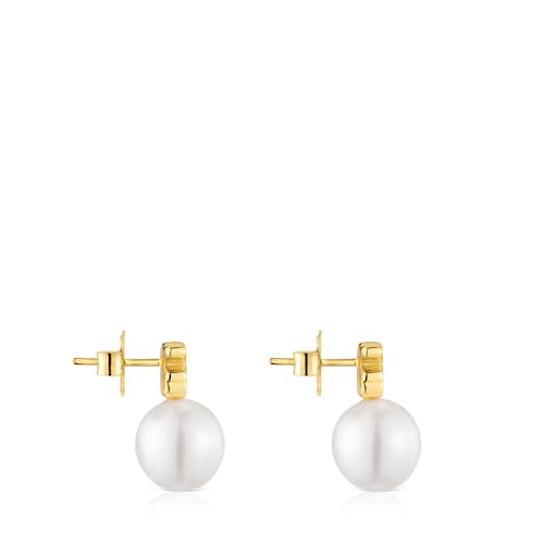 14kt gold and cultured pearl Bear earrings Sweet Dolls