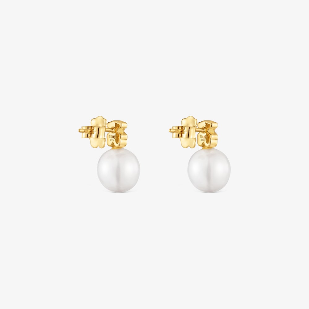 Pendientes oso de oro 14 kt y perla cultivada Sweet Dolls