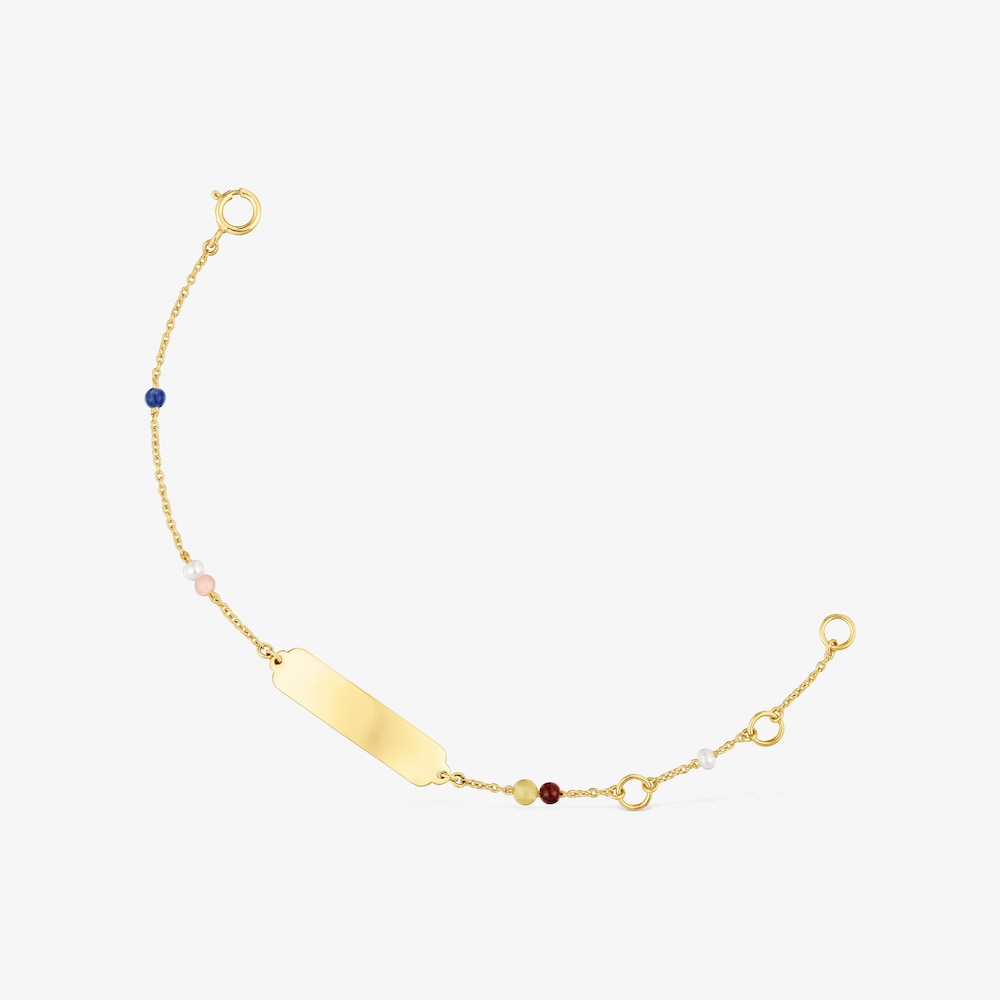 14K solid gold and gemstone Plaque bracelet TOUS Baby