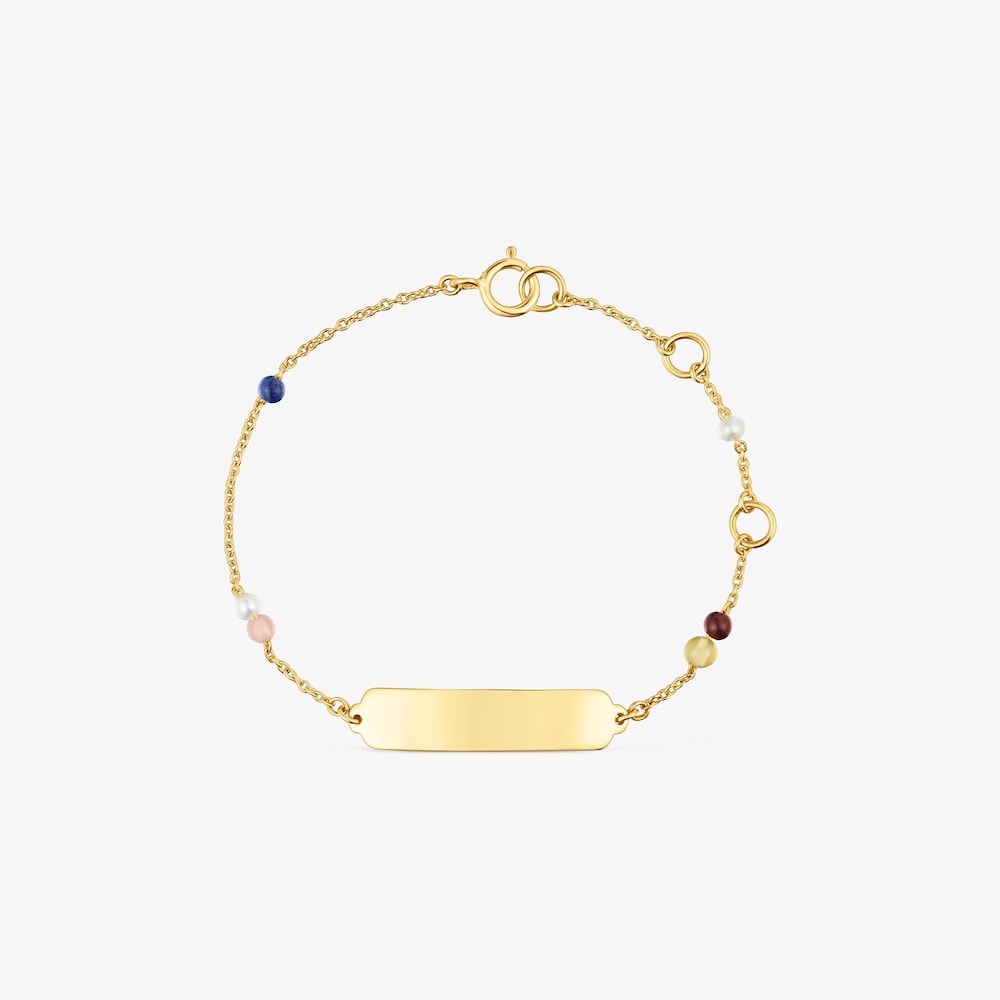 14K solid gold and gemstone Plaque bracelet TOUS Baby