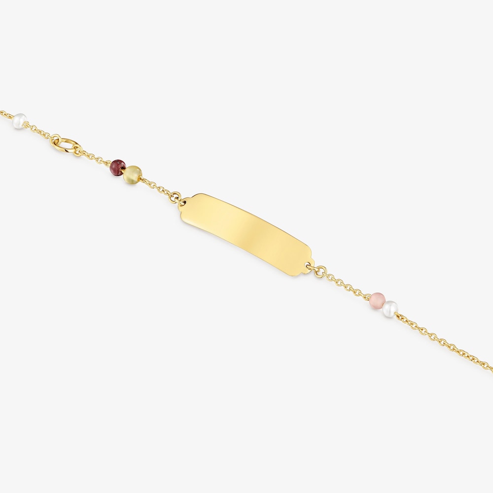 14K solid gold and gemstone Plaque bracelet TOUS Baby