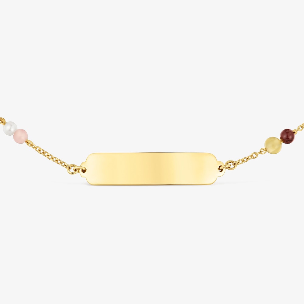 14K solid gold and gemstone Plaque bracelet TOUS Baby