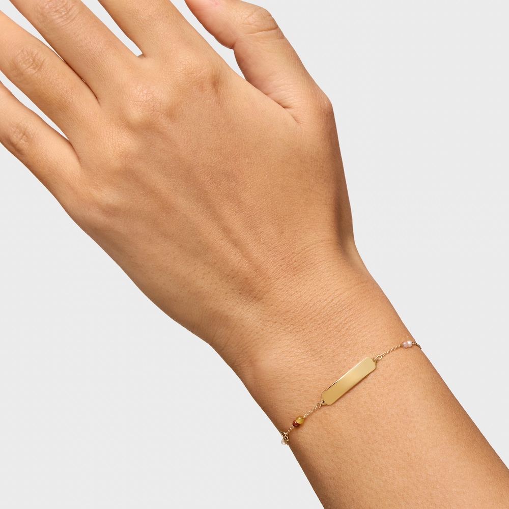 14K solid gold and gemstone Plaque bracelet TOUS Baby