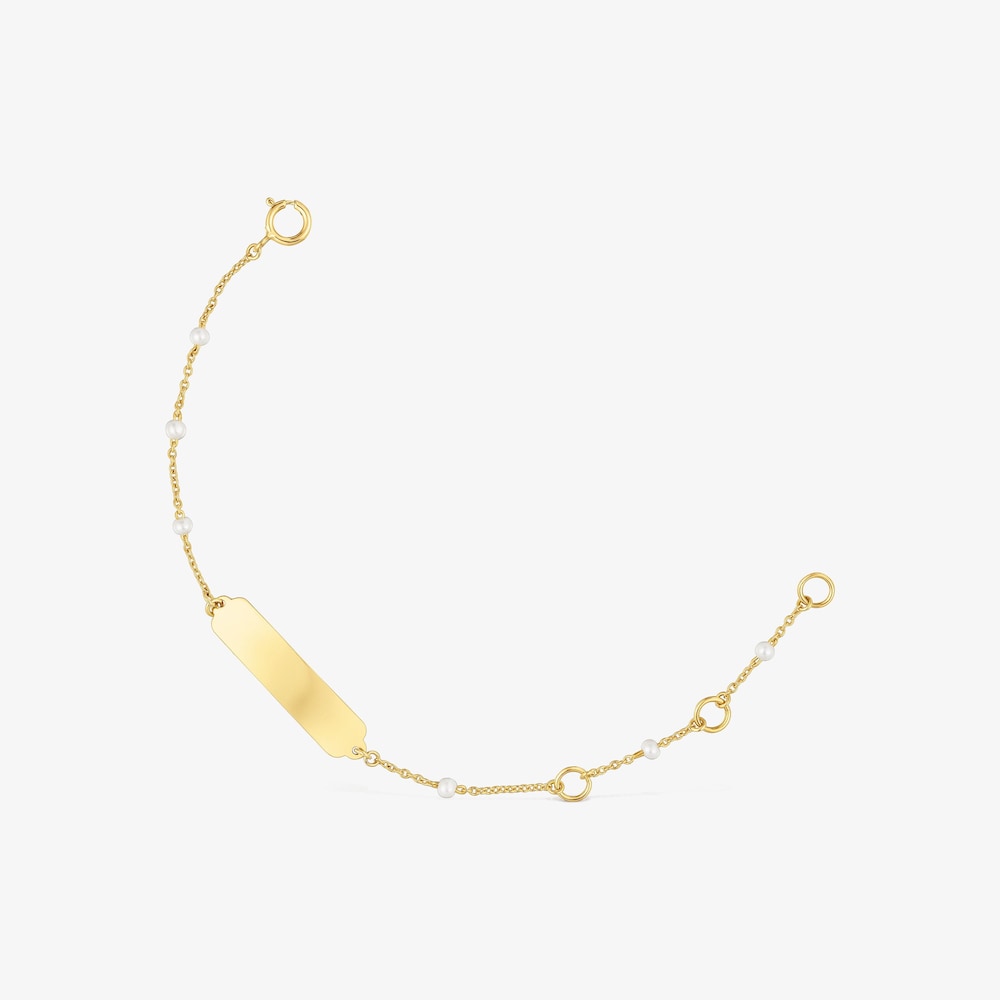 14K solid gold and cultured pearl Plaque bracelet TOUS Baby
