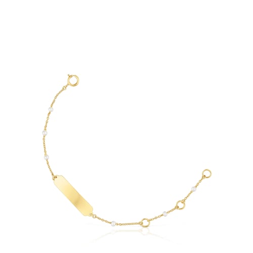 14kt gold and cultured pearl Plaque bracelet TOUS Baby