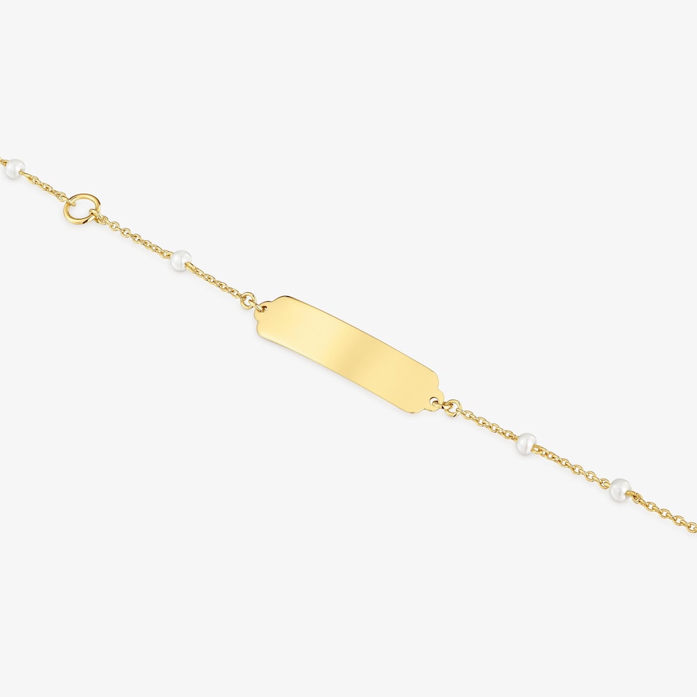 14K solid gold and cultured pearl Plaque bracelet TOUS Baby