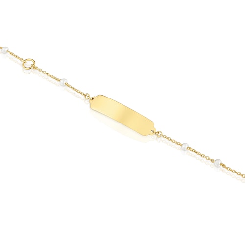 14kt gold and cultured pearl Plaque bracelet TOUS Baby