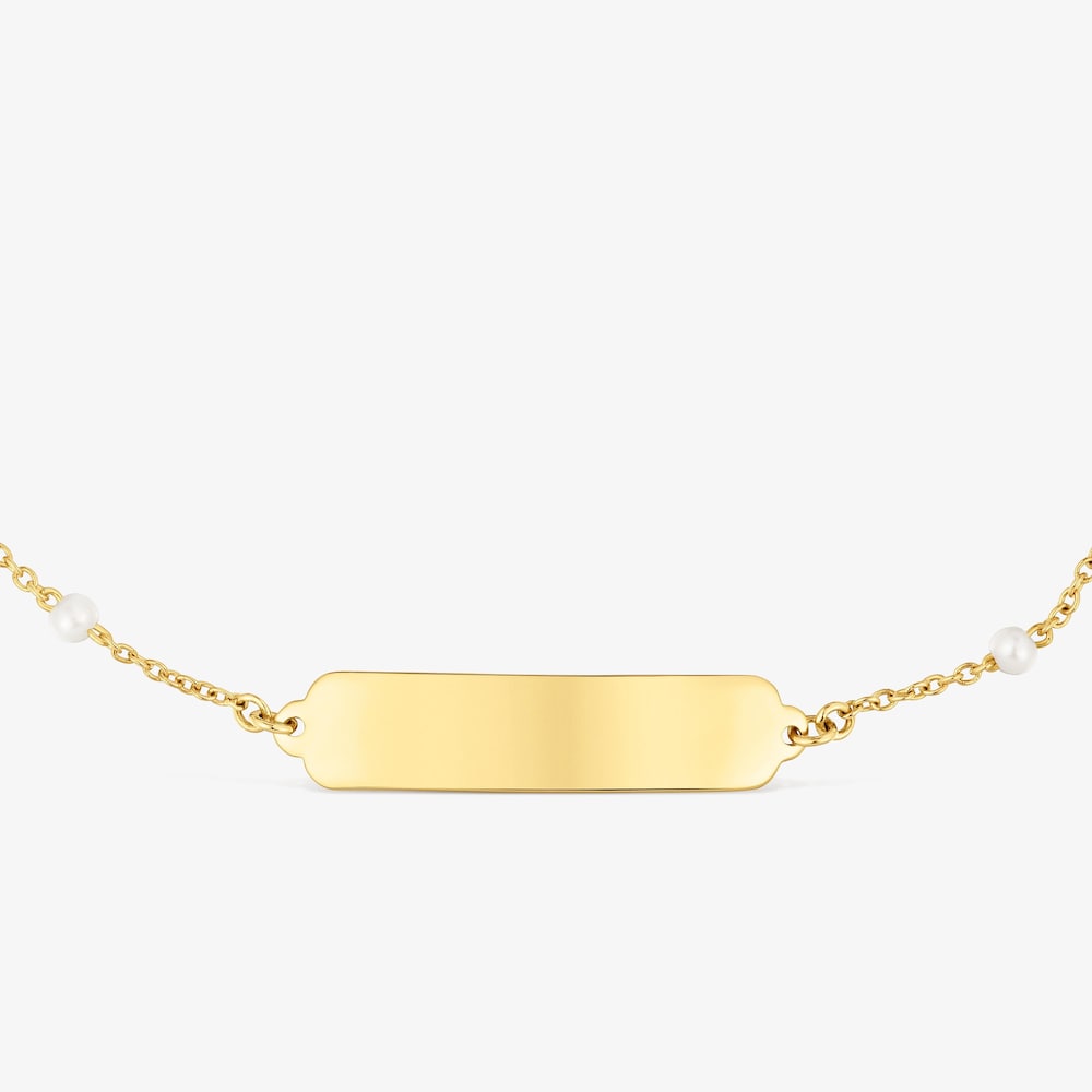 14K solid gold and cultured pearl Plaque bracelet TOUS Baby