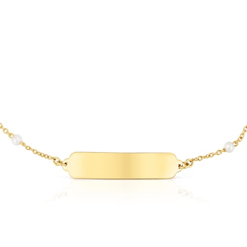 14kt gold and cultured pearl Plaque bracelet TOUS Baby