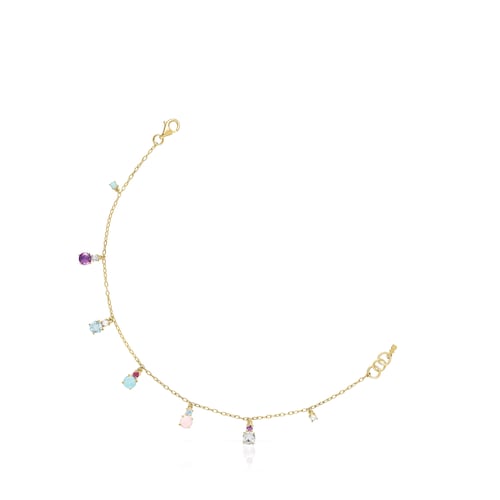 14kt gold Chain bracelet with gemstones Mini Ivette