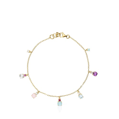14kt gold Chain bracelet with gemstones Mini Ivette
