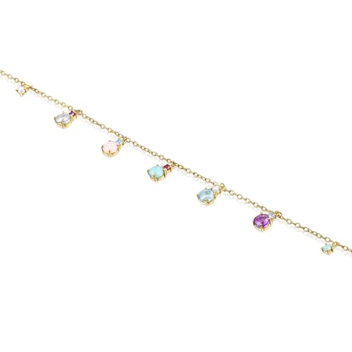 14kt gold Chain bracelet with gemstones Mini Ivette