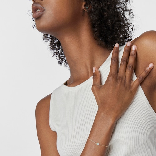 14kt gold Chain bracelet with amazonite and treated ruby Mini Ivette