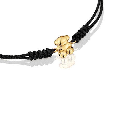 14kt gold and black nylon Bear bracelet Bold Bear