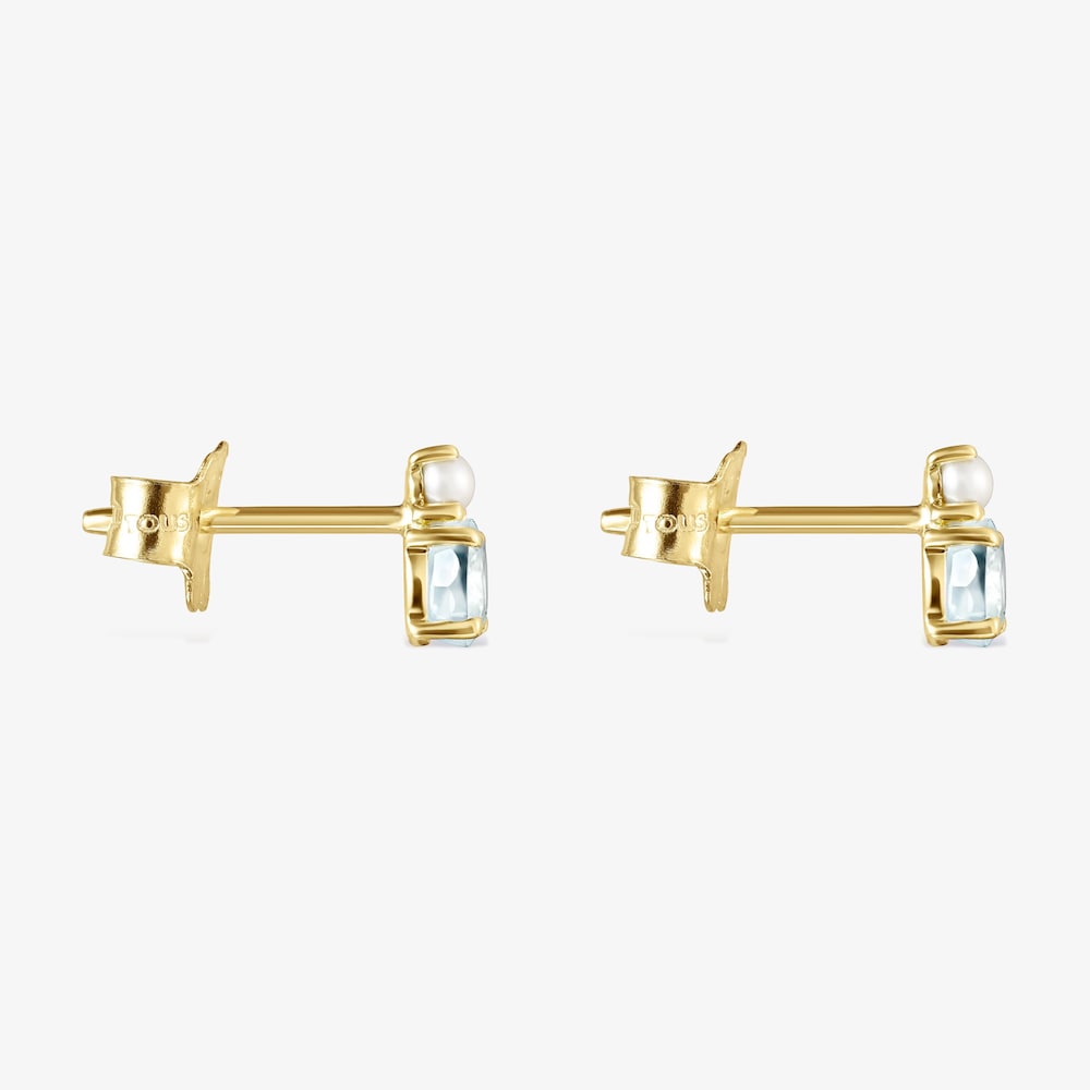 Pendientes de oro 14 kt con topacio y perla cultivada Mini Ivette