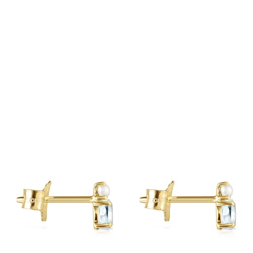 14kt gold Earrings with topaz and cultured pearl Mini Ivette