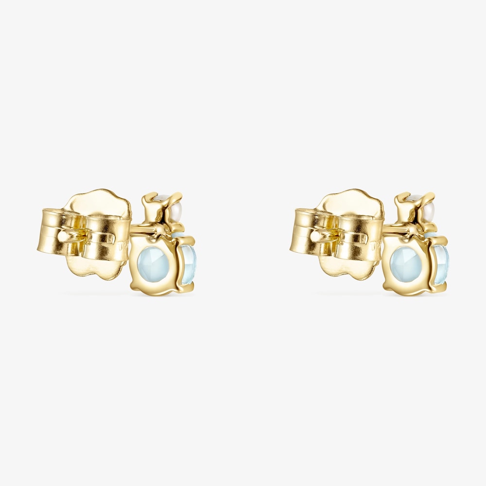 Pendientes de oro 14 kt con topacio y perla cultivada Mini Ivette