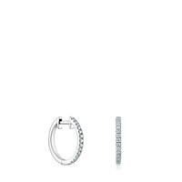 Pendientes aro de oro blanco 14 kt y diamantes Les Classiques