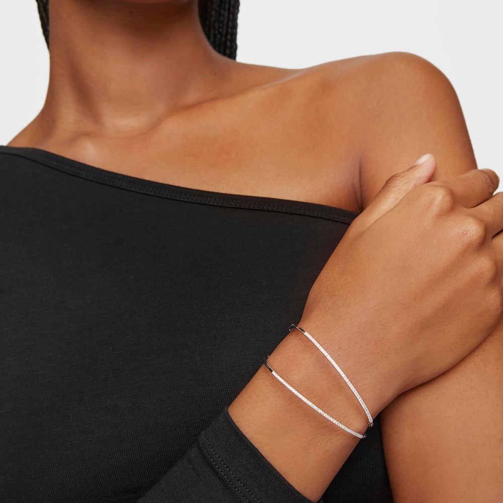 Pulsera esclava de oro blanco 14 kt y diamantes Les Classiques