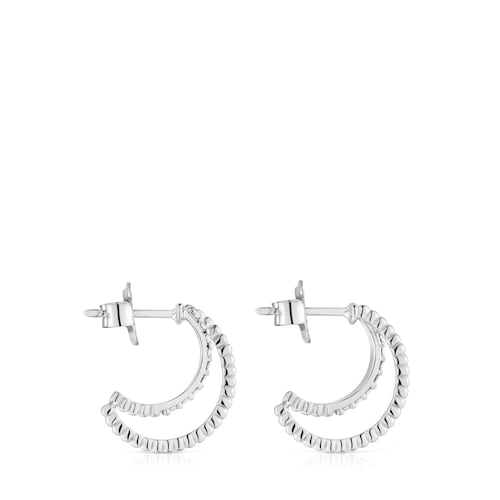 14kt white gold and diamond double Hoop earrings Les Classiques