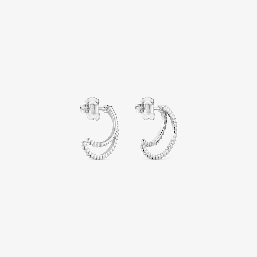 14K white gold and diamond double Hoop earrings Les Classiques