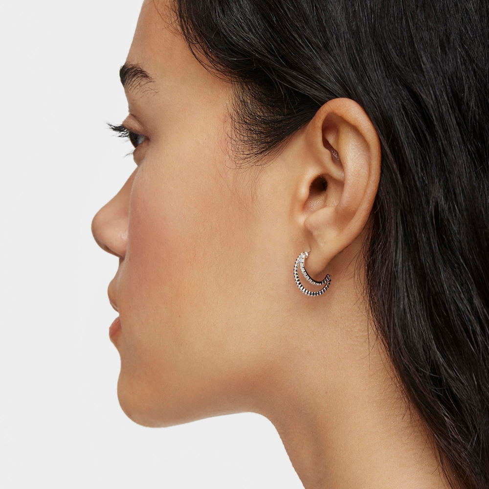 14K white gold and diamond double Hoop earrings Les Classiques